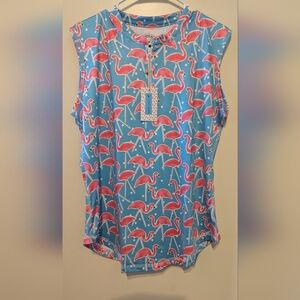 Women's Golf Pickleball Tank Top Shirt  XL Moisture Wicking SPF NWT Flamingo Fun